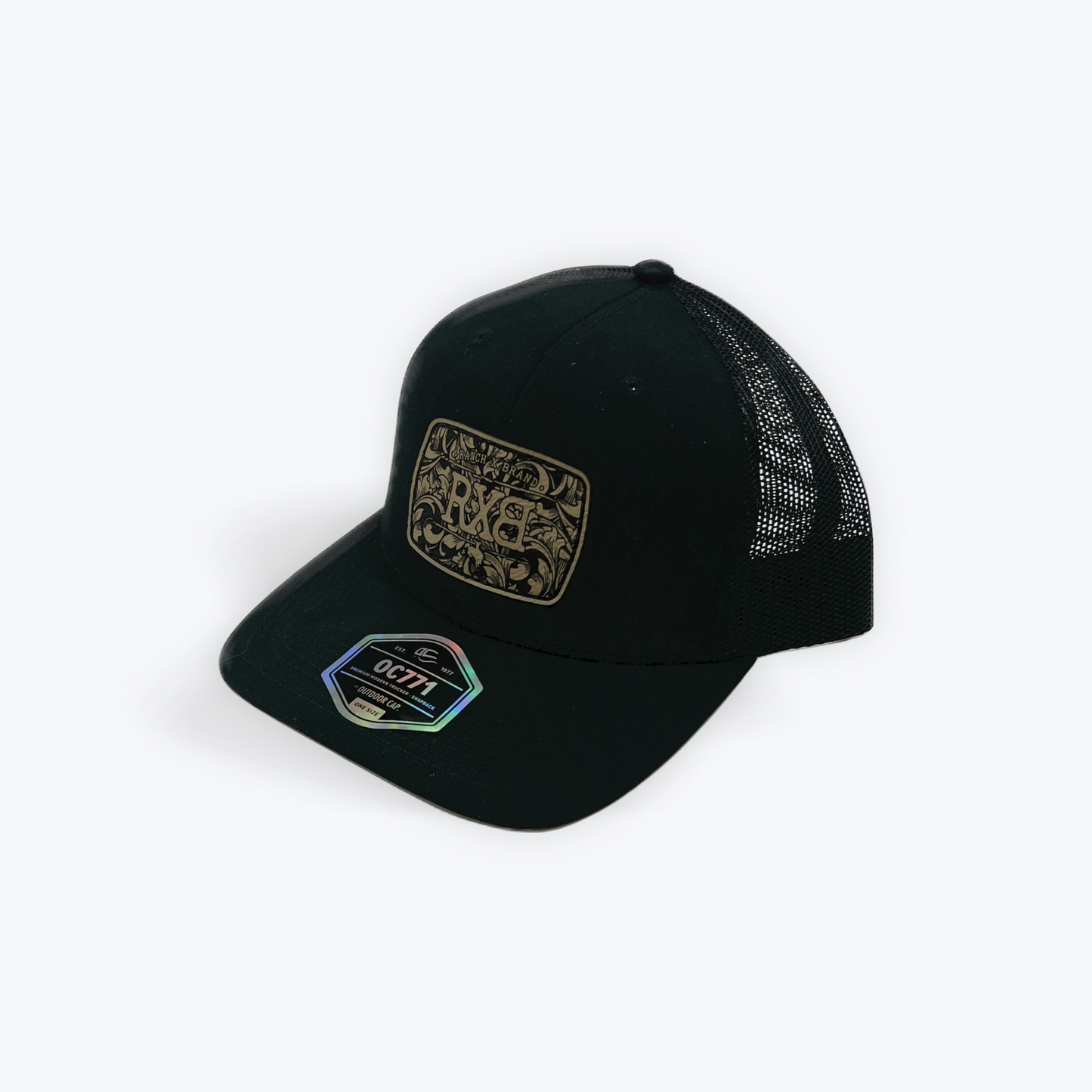 Black cap with a decrotive logo