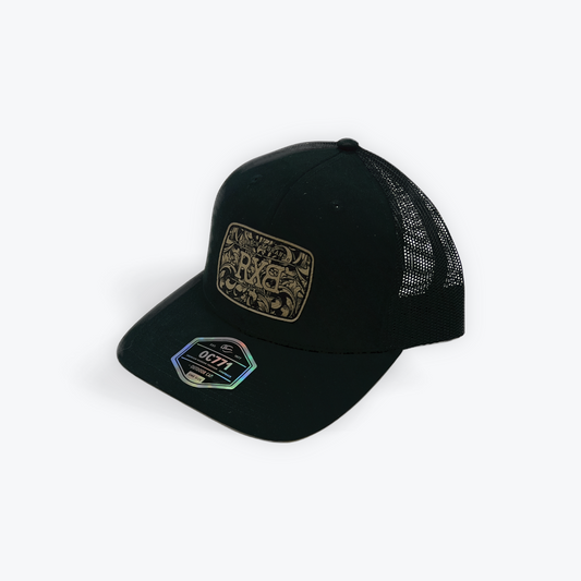 Black cap with a decrotive logo